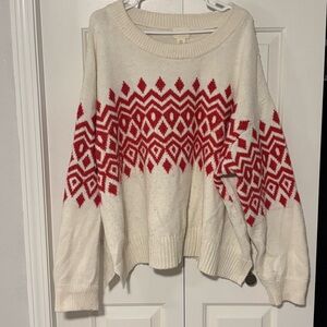 H&M Cream and Red Sweater Size XXL